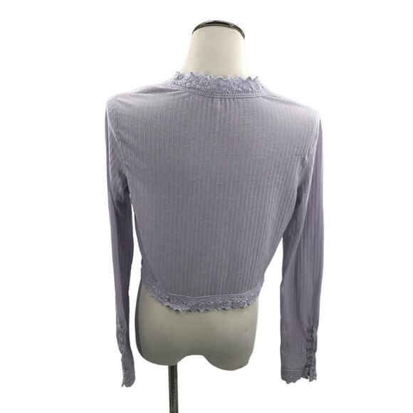 Free People Purple Third Date Ribbed Lace Top - Picture 10 of 12